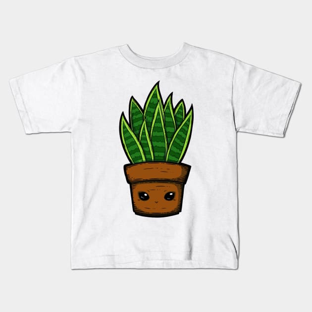 Cute Snake Plant Kids T-Shirt by zarya_kiqo